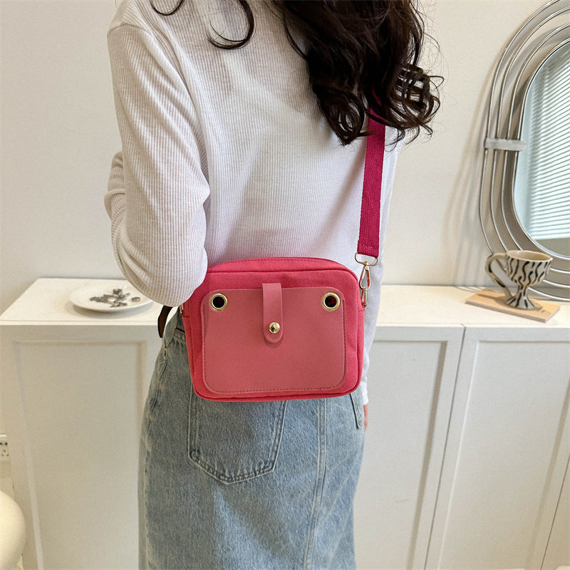 Wholesale Contrasting Color Cute Simple Canvas Shoulder Bag